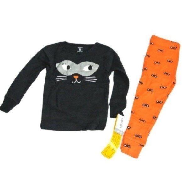 Carter's Girls Halloween Cat Face Pajama Set 24 M - Picture 2 of 4